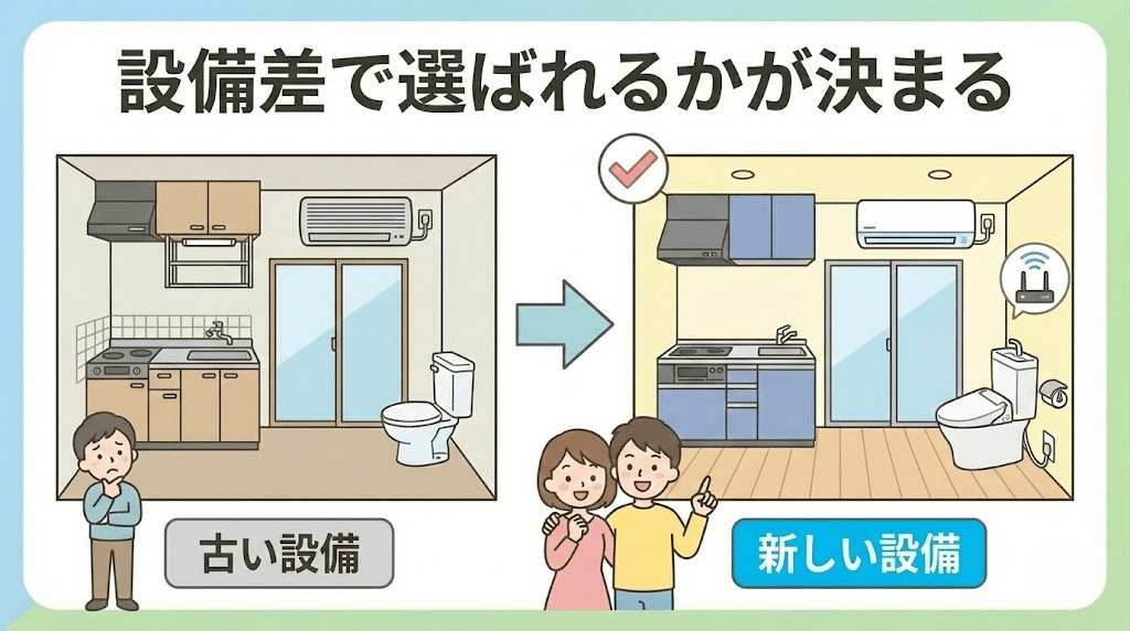 設備差による入居判断の比較イメージ