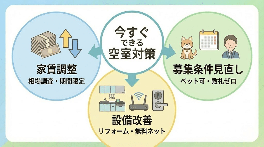 空室期間が長くなるほど収益が下がるグラフ