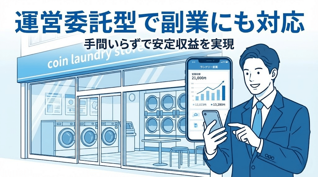 副業としてランドリー投資を行うイメージ