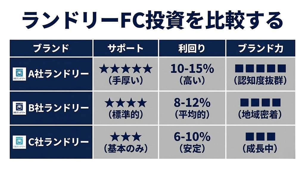 コインランドリーFC比較のイメージ図
