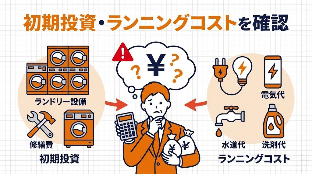 ランドリー投資の費用構造を説明するイラスト