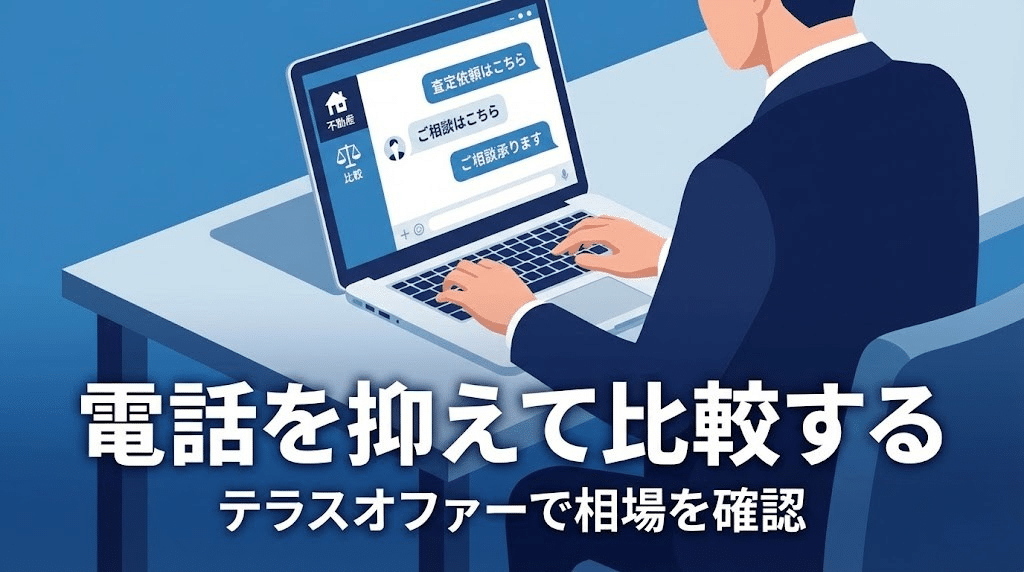 テラスオファーで電話を抑えて不動産査定を比較するイメージ