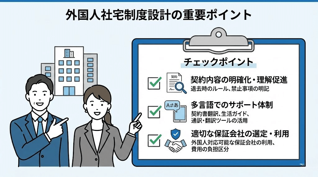 外国人社宅制度設計のチェックポイント図