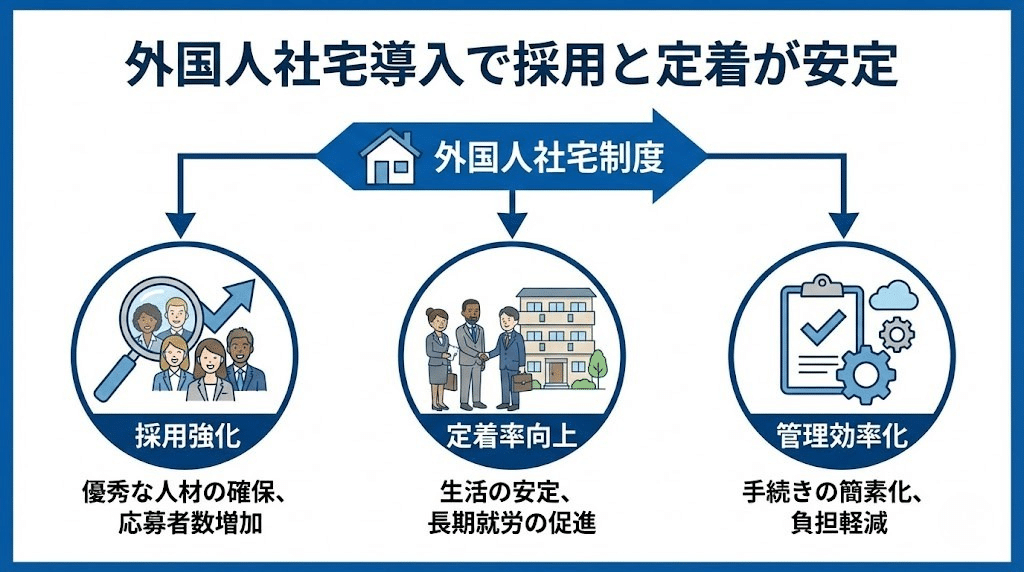 外国人社宅導入メリットの図解