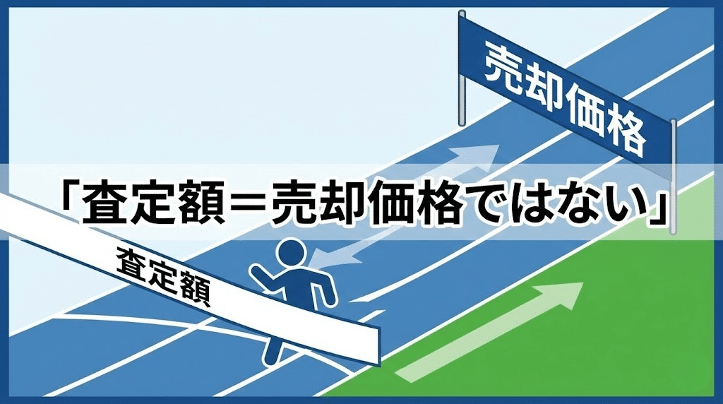 査定額と売却価格の違いを示す図解イラスト