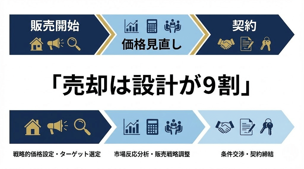 不動産売却スケジュールの流れを示すイメージ
