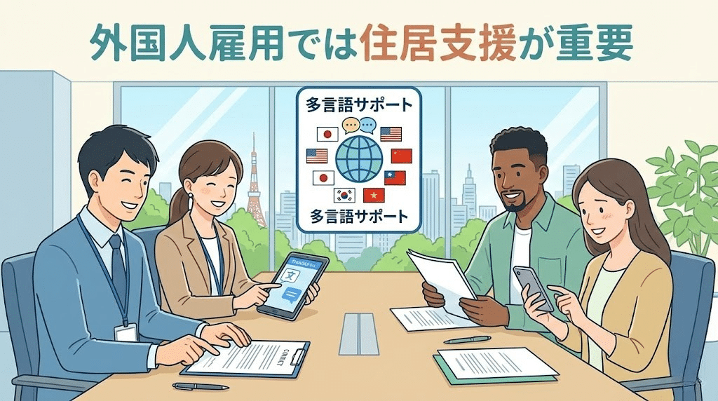 外国人社員の社宅準備における課題を解説する図