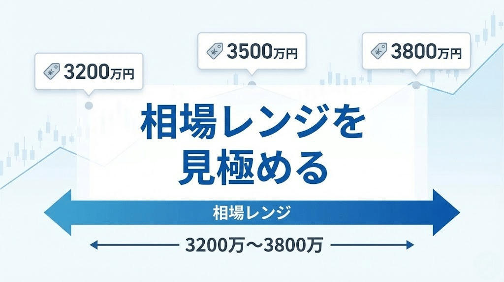 不動産査定価格のレンジを示すイメージ