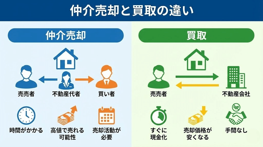 不動産売却方法の比較イメージ