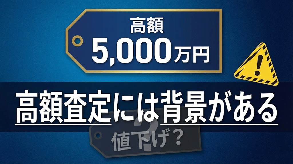 高額査定に注意が必要であることを示すイラスト