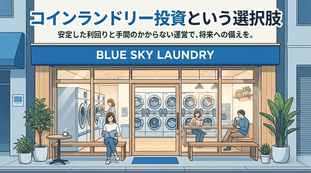 コインランドリー投資の仕組みを解説するイメージイラスト