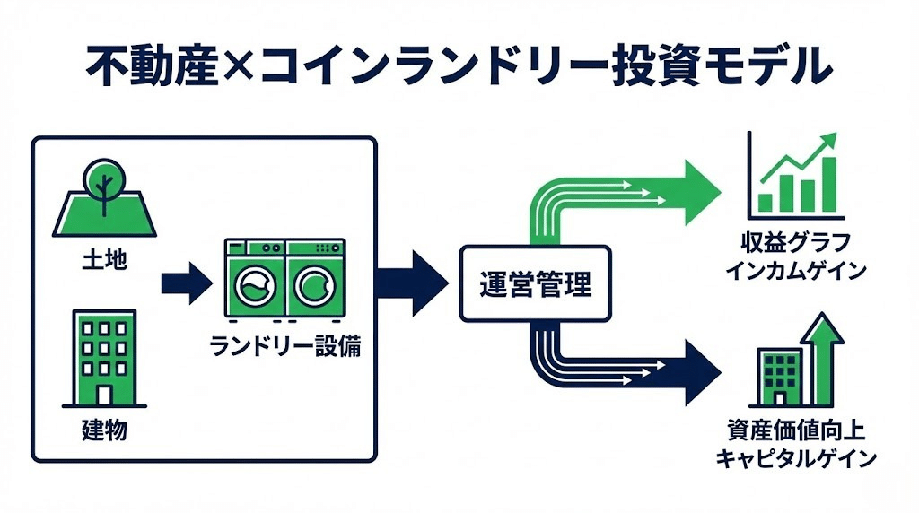 不動産一体型ランドリー投資の収益構造図解