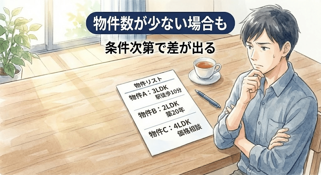 条件によって物件情報が少なくなる注意点