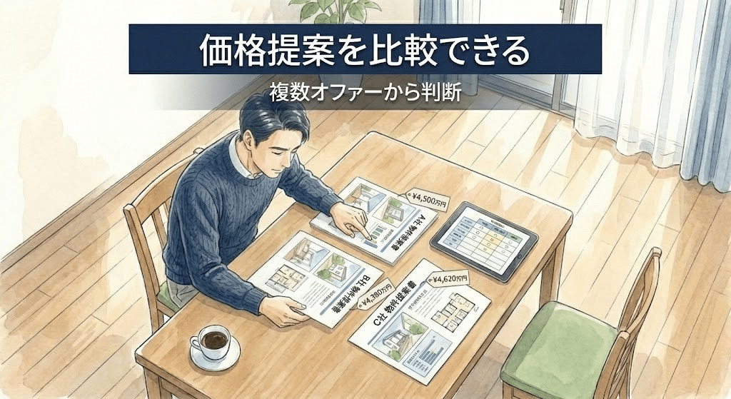 価格提案を比較しながら購入判断できる仕組み