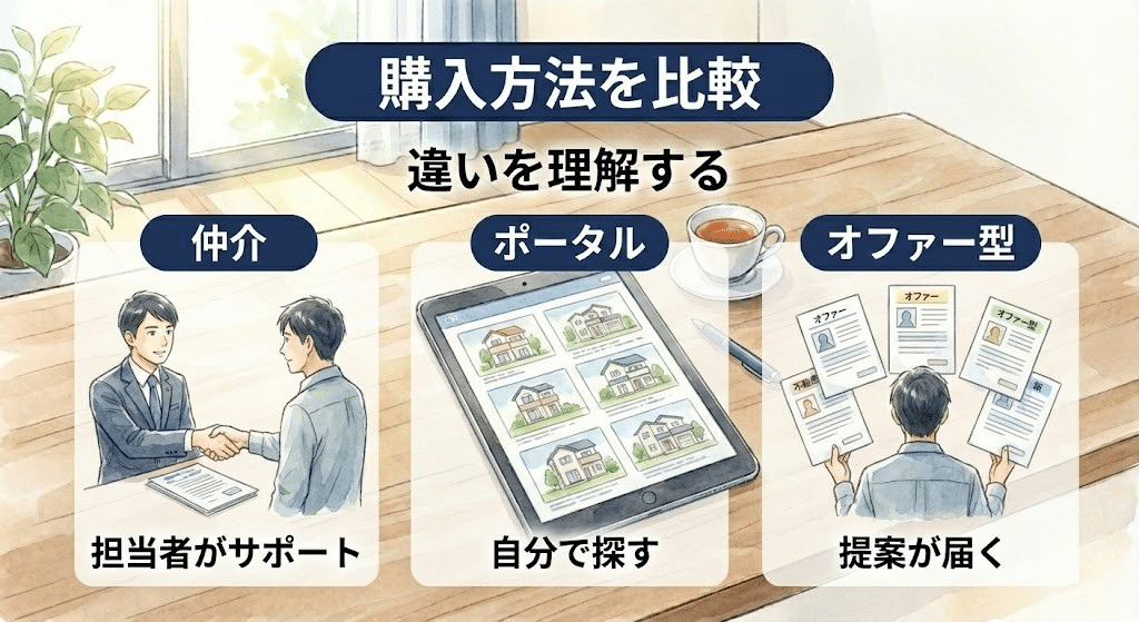 不動産仲介やポータルサイトとの購入方法の違い