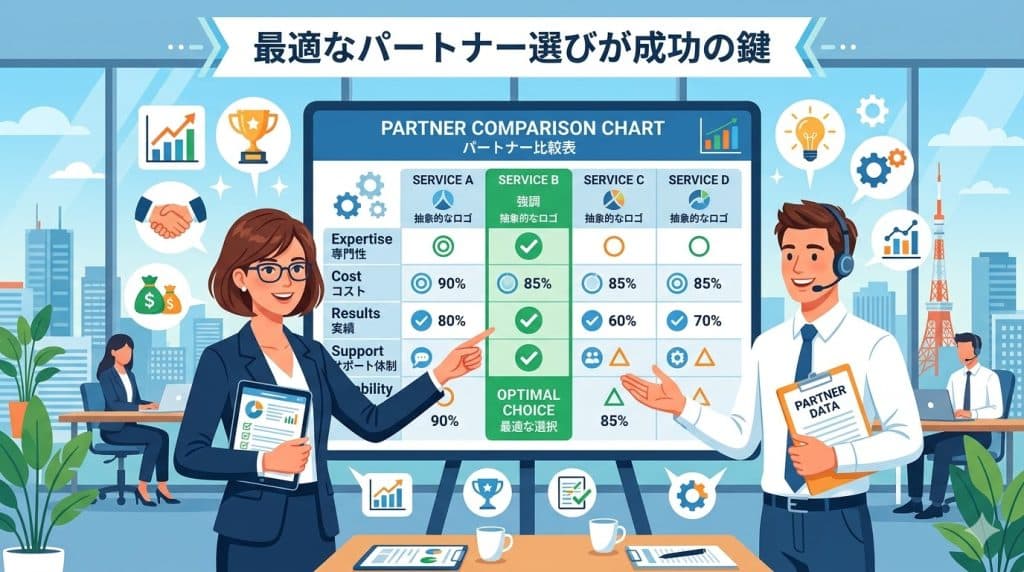外部パートナー選びの比較検討イメージ