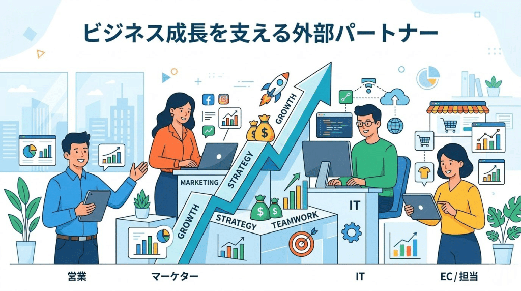 ビジネス成長を支える外部パートナーのイメージ図