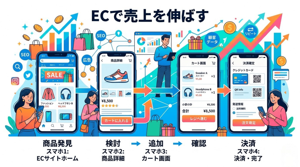 ECサイト運営と売上拡大のイメージ