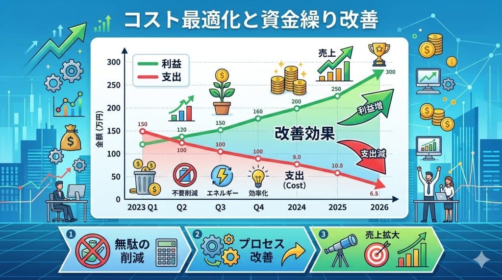 コスト削減と資金繰り改善のイメージ