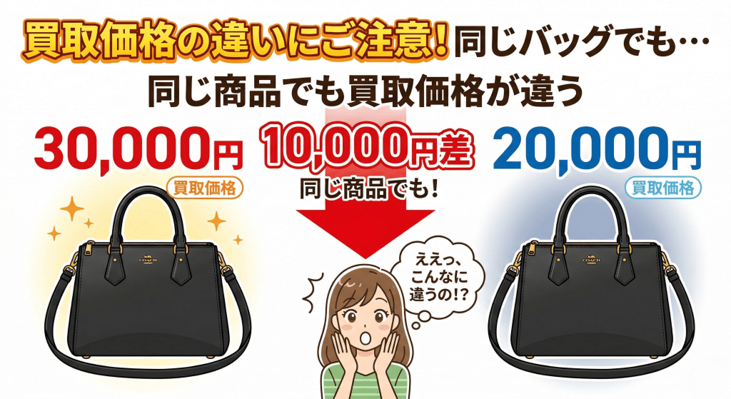 買取価格の差を比較したイラスト