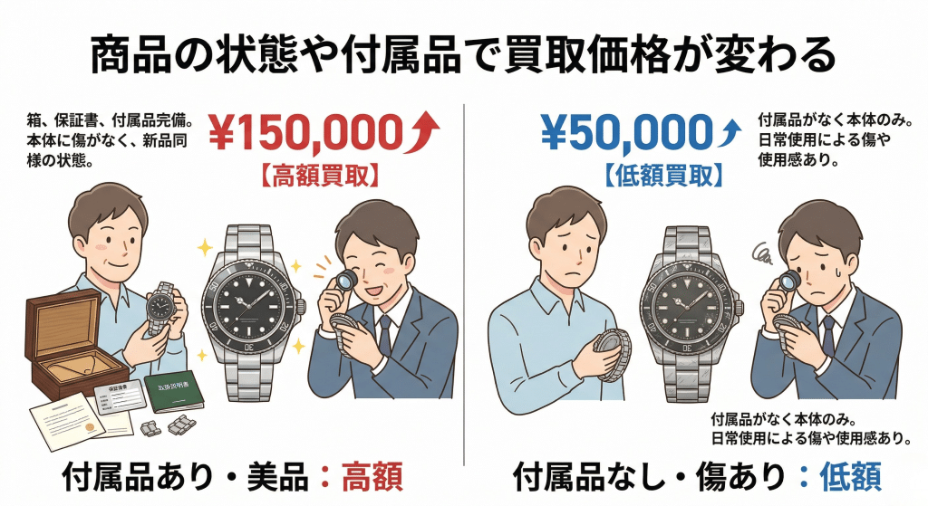 状態や付属品で価格が変わる例
