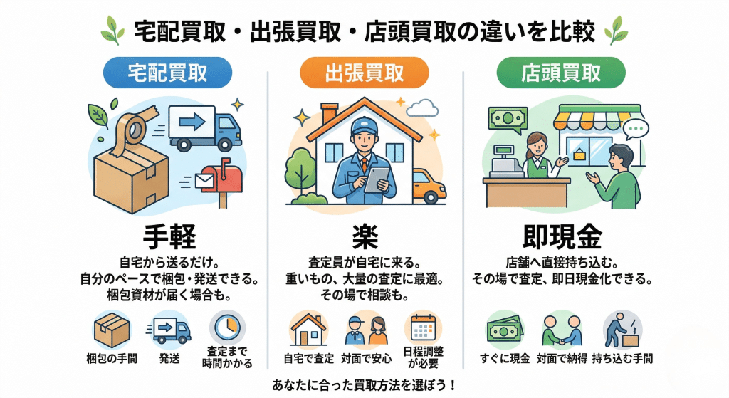 買取方法の違いを解説した図