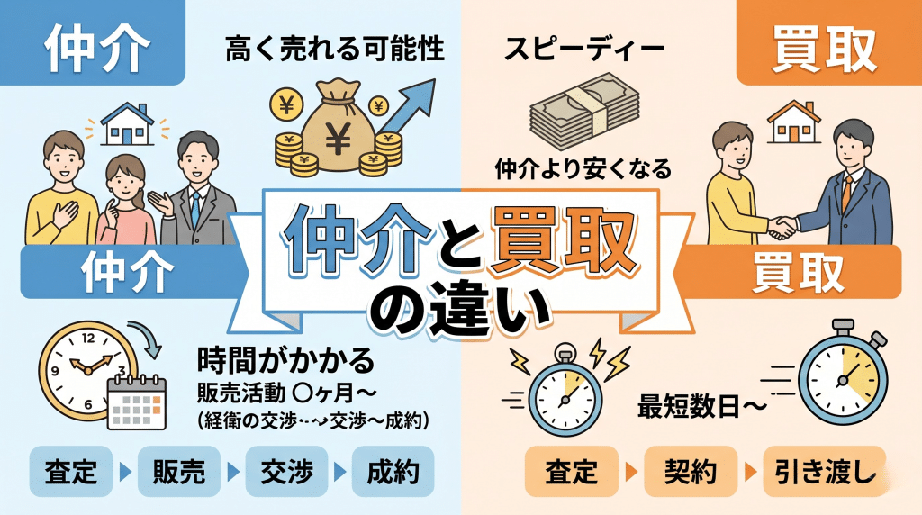 仲介と買取の違いを比較