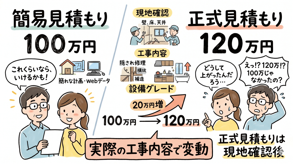 リフォーム簡易見積もりの注意点